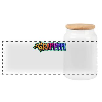 Graffiti Spruch Zeichnen Illustration Street Art - Panorama Keksdose mit Holzdeckel - Weiß - Vorne