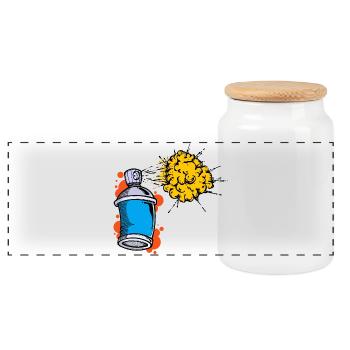 Zeichnen Illustration Graffiti Spraydose Sprayer - Panorama Keksdose mit Holzdeckel - Weiß - Vorne