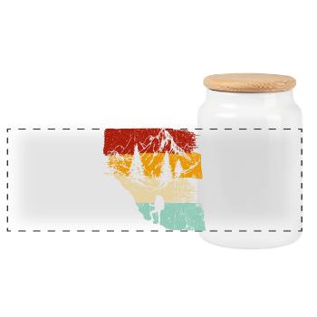 Sunset Forest Trek Retro - Panoramic Cookie Jar with Wooden Lid - white - Front