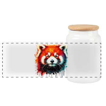 Kleiner Panda - Panorama Keksdose mit Holzdeckel - Weiß - Vorne