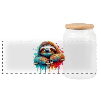 Sloth - Panoramic Cookie Jar with Wooden Lid - white - Front