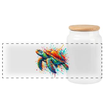 Tortue - Boîte à biscuits avec couvercle en bois - blanc - Devant