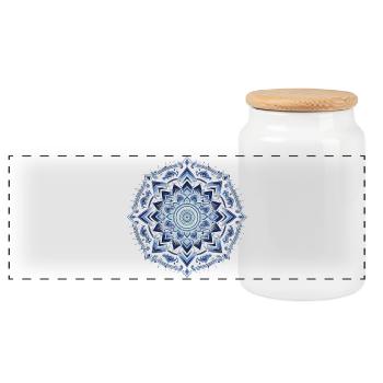 Mandala géométrique bleu - Boîte à biscuits avec couvercle en bois - blanc - Devant