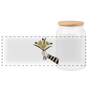 Bouquet of flowers for you - floral greeting from nature - Panoramic Cookie Jar with Wooden Lid - white - Front