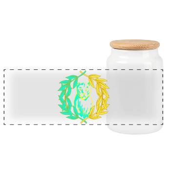 Couronne de laurier chat tigre léopard - Boîte à biscuits avec couvercle en bois - blanc - Devant