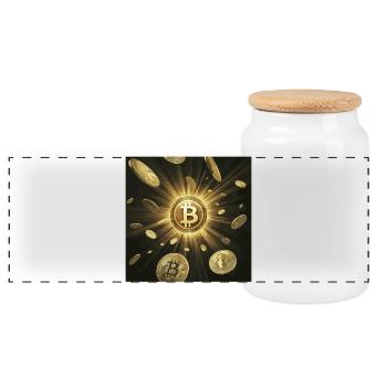 Explosion du bitcoin doré dans l’obscurité - Boîte à biscuits avec couvercle en bois - blanc - Devant
