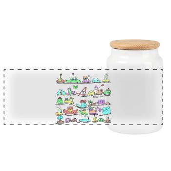 Un cortège amusant pour petits et grands - Boîte à biscuits avec couvercle en bois - blanc - Devant