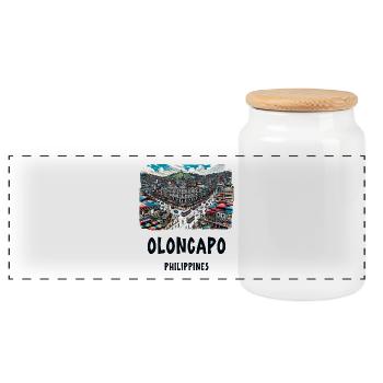 Olongapo City Philippinen Südostasien - Panorama Keksdose mit Holzdeckel - Weiß - Vorne