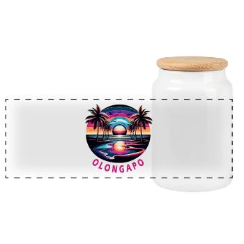 Olongapo City Philippines vacation sunset - Panoramic Cookie Jar with Wooden Lid - white - Front