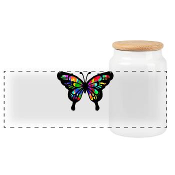 Graffiti Kunst Schmetterling Illustration Zeichnen - Panorama Keksdose mit Holzdeckel - Weiß - Vorne