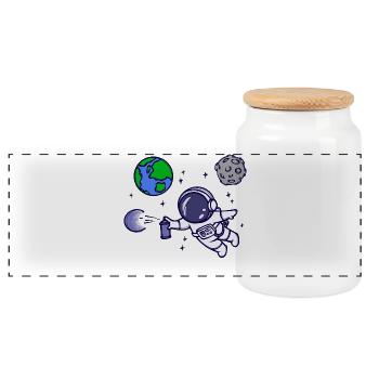 Spray Can Graffti Sprayer Art Street Art - Panoramic Cookie Jar with Wooden Lid - white - Front
