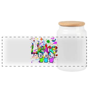 Dessin disant pulvérisateur de bombe aérosol Graffiti Art - Boîte à biscuits avec couvercle en bois - blanc - Devant