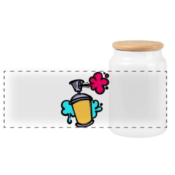 Art Graffiti Sprayer Spray Can Street Art - Panoramic Cookie Jar with Wooden Lid - white - Front