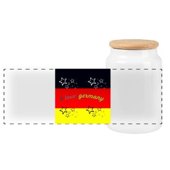 i love germany - Panoramic Cookie Jar with Wooden Lid - white - Front