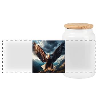 Majestätischer Adler - Panorama Keksdose mit Holzdeckel - Weiß - Vorne