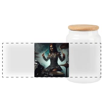 Batteuse - Boîte à biscuits avec couvercle en bois - blanc - Devant