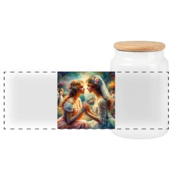 L’amour entre femmes - Boîte à biscuits avec couvercle en bois - blanc - Devant