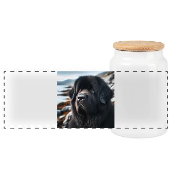 La gentillesse a fait un chien : le Terre-Neuve - Boîte à biscuits avec couvercle en bois - blanc - Devant