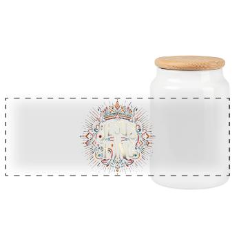 Jesus is King Ornament Typo - Panoramic Cookie Jar with Wooden Lid - white - Front