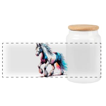 Cheval - Boîte à biscuits avec couvercle en bois - blanc - Devant