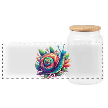 Snail - Panoramic Cookie Jar with Wooden Lid - white - Front