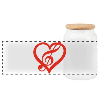 La musique dans le coeur (rouge) - Boîte à biscuits avec couvercle en bois - blanc - Devant