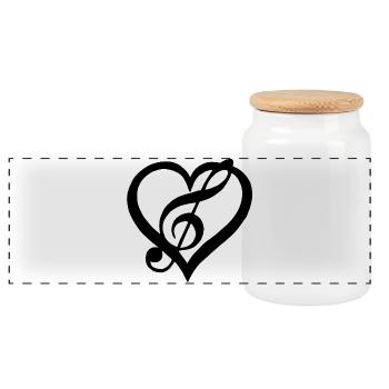 La musique dans le coeur (noir) - Boîte à biscuits avec couvercle en bois - blanc - Devant