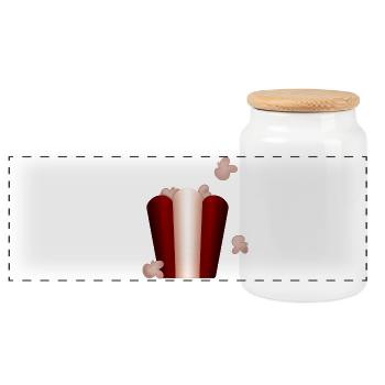 Vintage Popcorn! - Panoramic Cookie Jar with Wooden Lid - white - Front