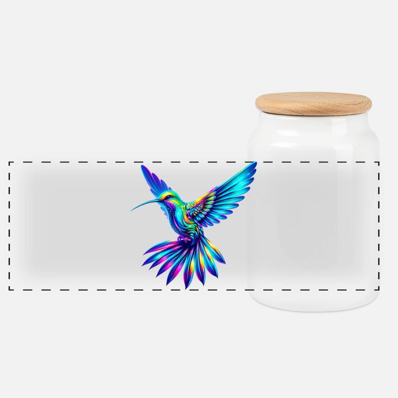 Kolibri - Panorama Keksdose mit Holzdeckel - Weiß