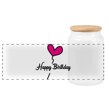 HAPPY BIRTHDAY - Boîte à biscuits avec couvercle en bois - blanc - Devant