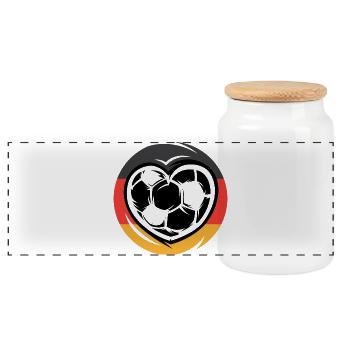 Soccer Heart Germany Team Soccer Player icon - Panoramic Cookie Jar with Wooden Lid - white - Front