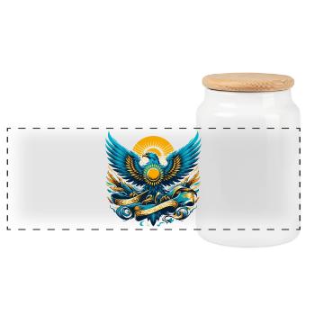 Kazakhstan Aigle Drapeau Drapeau Cadeau Dynamique - Boîte à biscuits avec couvercle en bois - blanc - Devant