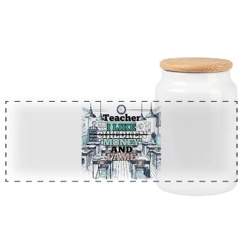 Enseignant Enseignant Argent et Renommée Cadeau - Boîte à biscuits avec couvercle en bois - blanc - Devant