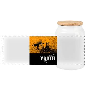Vilain mouton sur le terrain avec texte graffiti - Boîte à biscuits avec couvercle en bois - blanc - Devant