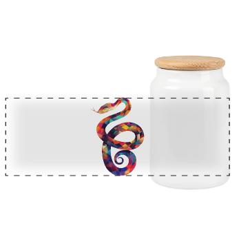 Colorful Snake Illustration - Panoramic Cookie Jar with Wooden Lid - white - Front