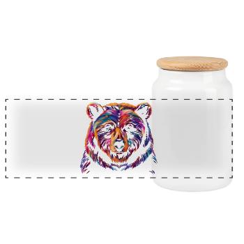 Colorful Bear Illustration - Panoramic Cookie Jar with Wooden Lid - white - Front