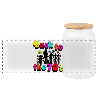 70s , 70s Party , Back to..... (25) - Panoramic Cookie Jar with Wooden Lid - white - Front