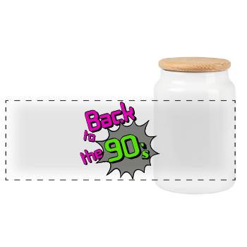 90s Party , Theme Party , 90s back to the 90 (25 - Panoramic Cookie Jar with Wooden Lid - white - Front