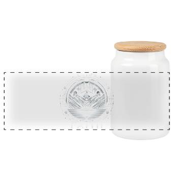 Foi : Conception métallique du cercle de montagne argentée - Boîte à biscuits avec couvercle en bois - blanc - Devant