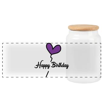 JOYEUX ANNIVERSAIRE. HAPPY BIRTHDAY. ANNIVERSAIRE. - Boîte à biscuits avec couvercle en bois - blanc - Devant