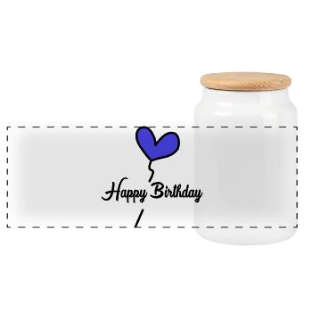HAPPY BIRTHDAY - Boîte à biscuits avec couvercle en bois - blanc - Devant