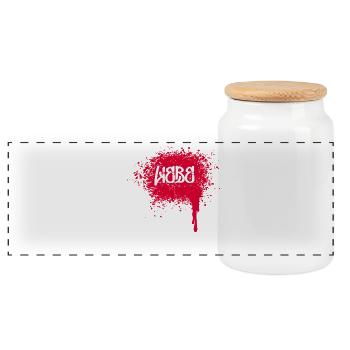 Street Art Sprayer Graffiti Spraydose Zeichnen - Panorama Keksdose mit Holzdeckel - Weiß - Vorne