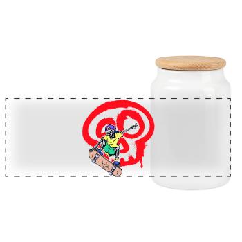 Drawing Illustration Tattoo Graffiti Street Art - Panoramic Cookie Jar with Wooden Lid - white - Front