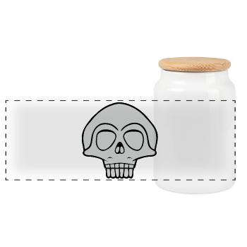 Gray Skull Design - Panoramic Cookie Jar with Wooden Lid - white - Front