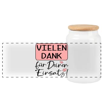 DANKESCHÖNGESCHENKE VIELEN DANK FÜR DEINEN EINSATZ - Panorama Keksdose mit Holzdeckel - Weiß - Vorne