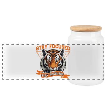 Stay Focused, Stay Fearless - Panoramic Cookie Jar with Wooden Lid - white - Front