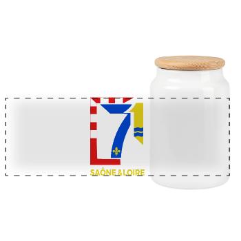 Saône et Loire - Boîte à biscuits avec couvercle en bois - blanc - Devant