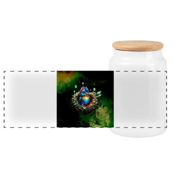 Oiseau fantaisie coloré. - Boîte à biscuits avec couvercle en bois - blanc - Devant