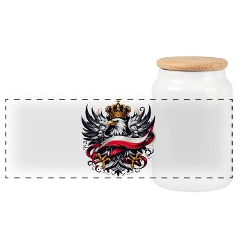 Polen Polska polnisch Flagge Fahne Geschenk - Panorama Keksdose mit Holzdeckel - Weiß - Vorne