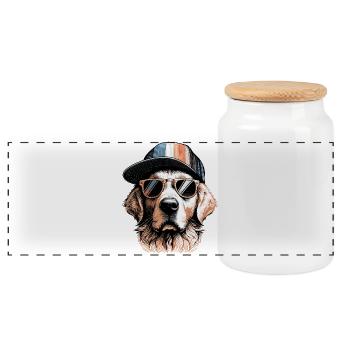 Cooler Golden Retriever Hund Sonnenbrille Geschenk - Panorama Keksdose mit Holzdeckel - Weiß - Vorne